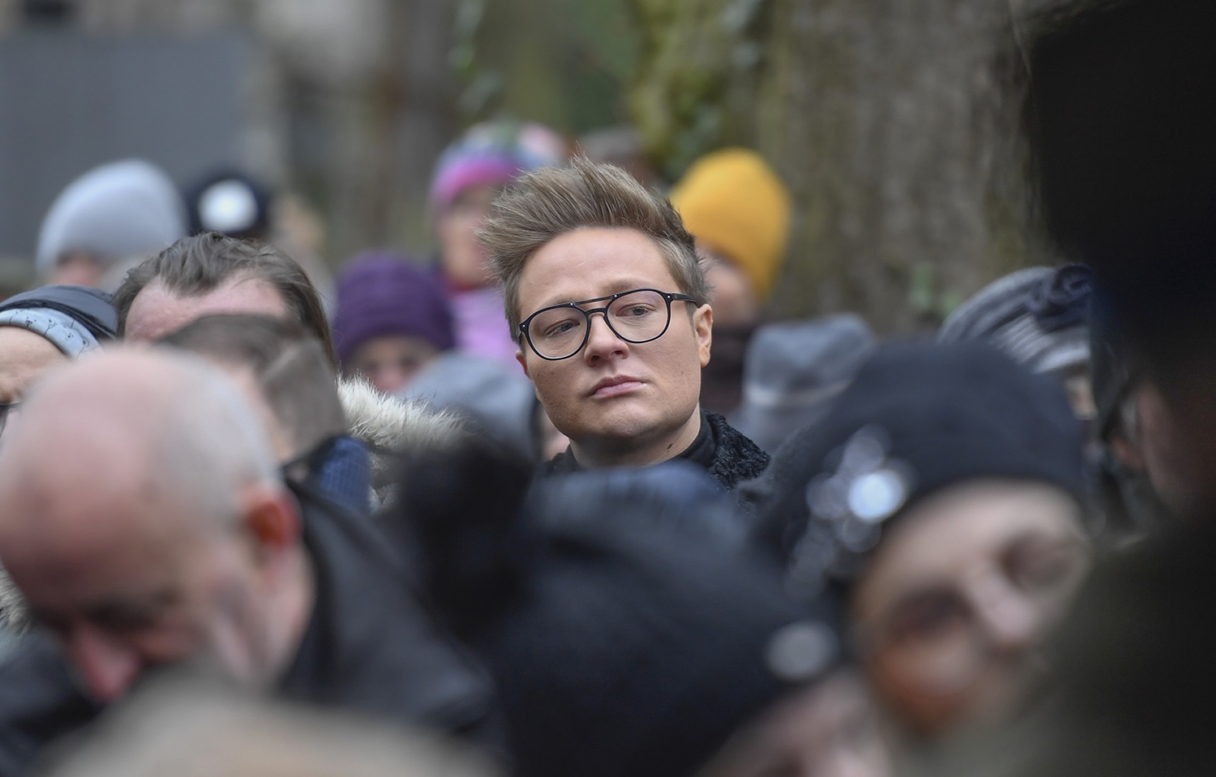 Mateusz Szymkowiak na pogrzebie Połomskiego