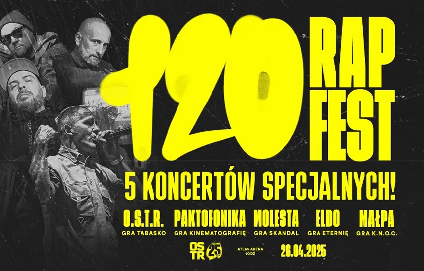 Oficjalne logo 120 Rap Fest 2025 - największej rapowej domówki w Polsce