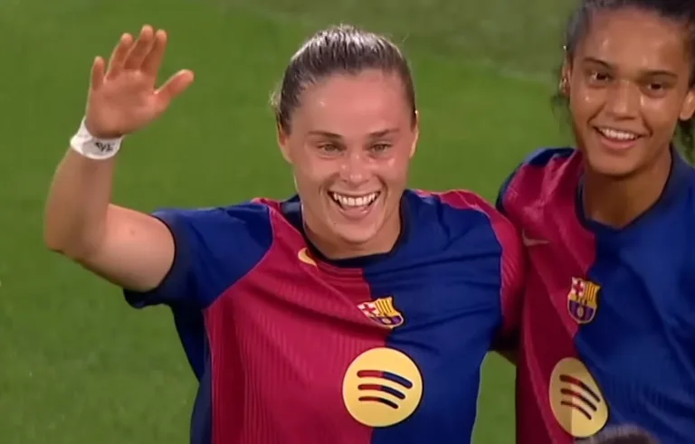 Ewa Pajor ciesząca się ze strzelenia kolejnego gola w barwach FC Barcelony Femeni