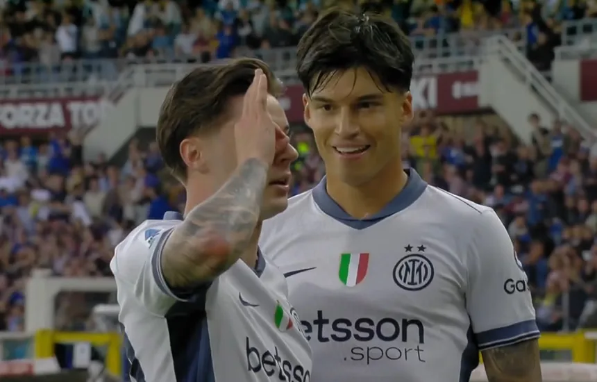 Nicola Zalewski z golem w meczu Torino - Inter