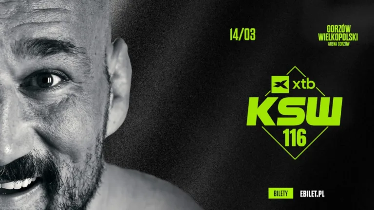 Zawodnik MMA na grafice promującej galę XTB KSW 116 w Gorzowie Wielkopolskim, zaplanowaną na 14 marca