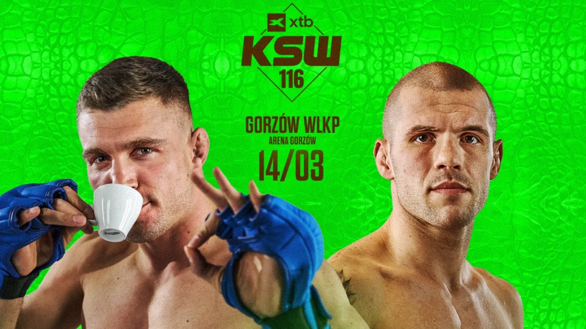 Wojciech Kawa i Oleksandr Moisa na plakacie promującym przed walką na gali XTB KSW 116 w Gorzowie Wielkopolskim
