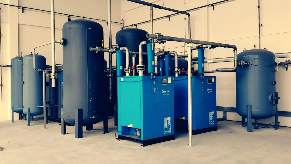 Osuszacz powietrza do sprężarki w przemysłowej instalacji sprężonego powietrza