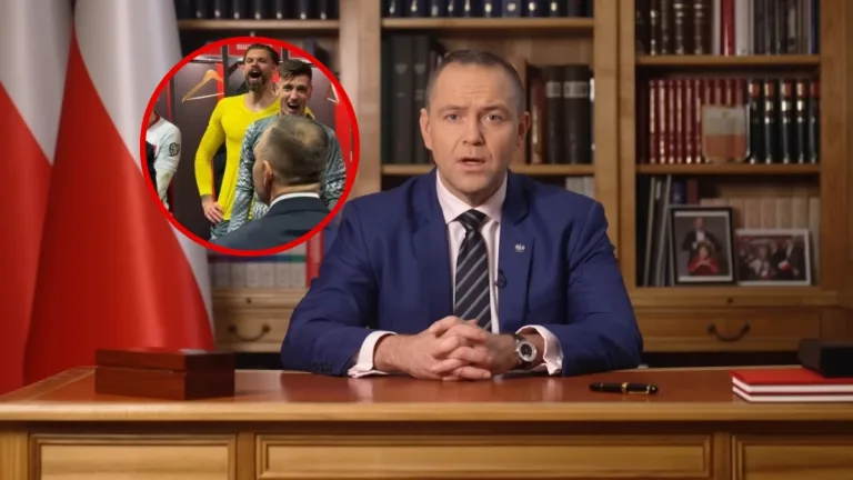 Prezydent Nawrocki w szatni po meczu Polska - Albania